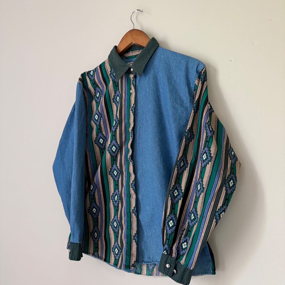 Vintage Wrangler Silver Lake Aztec Western Button Up Shirt XL